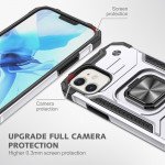 Wholesale Cube Style Armor Case with Rotating Ring Holder, Kickstand and Magnetic Car Mount Plate for iPhone 12 Pro Max 6.7 (Silver)